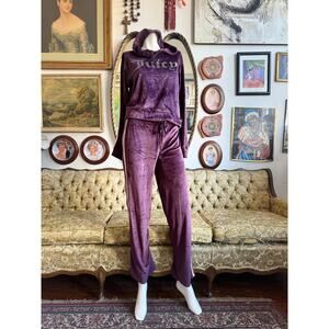 Juicy Couture Plum and Pink Striped Tracksuit Set w Sequins Medium